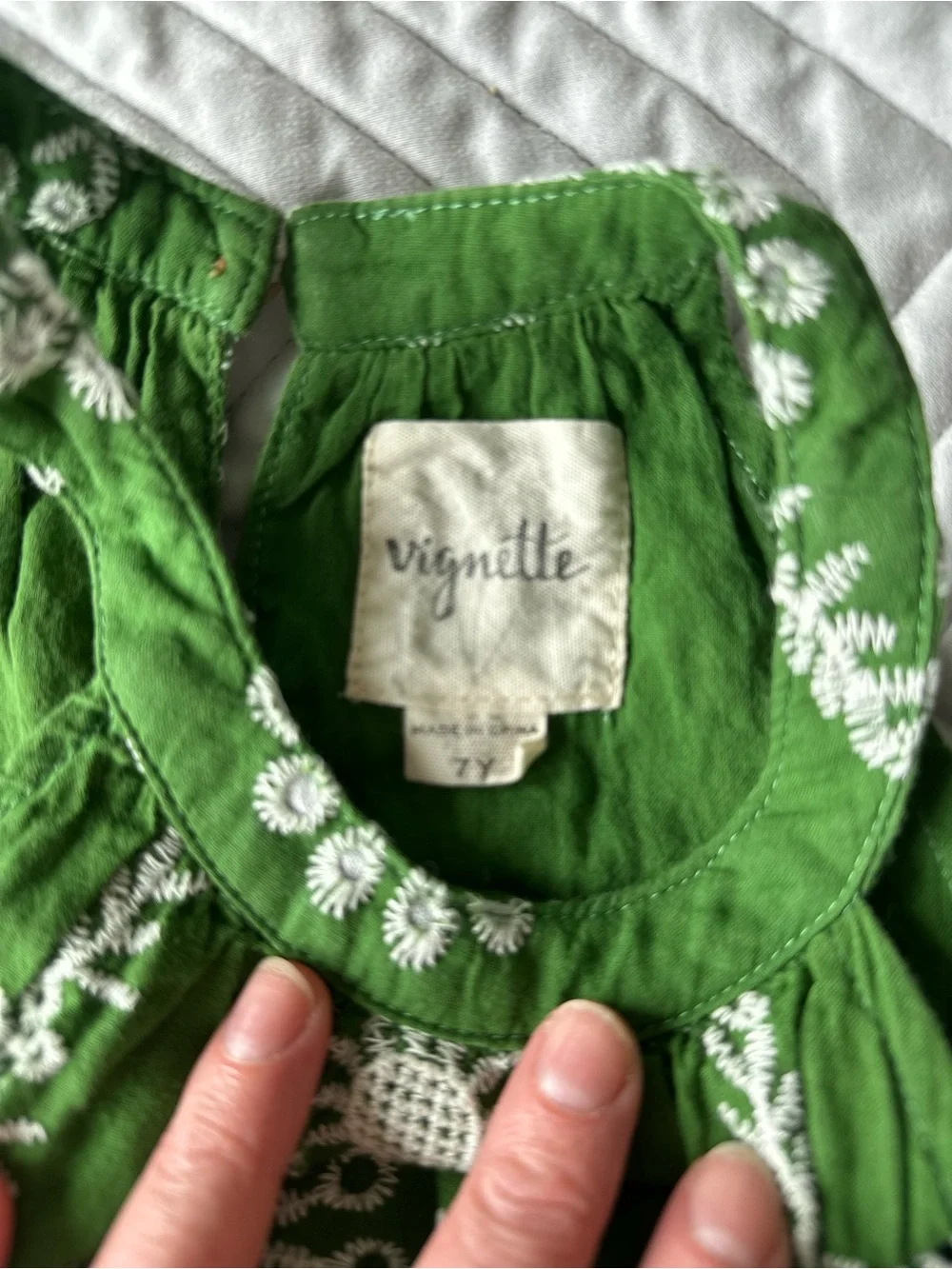 VIGNETTE Girls Green Embroidered Halter Sundress Size 7Y